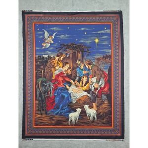 Christmas Nativity‎ Scene Panel  vivid colors  35x44 Cranston print Works Fabric